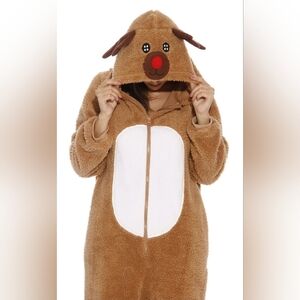 NWOT Reindeer Pajama Onesie With 2 Pockets